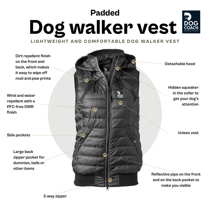 Padded Dog Walker Vest | Black | Obelix