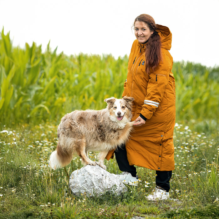 Long KeepDry Dog Walker Coat | Mustard | Dorthea
