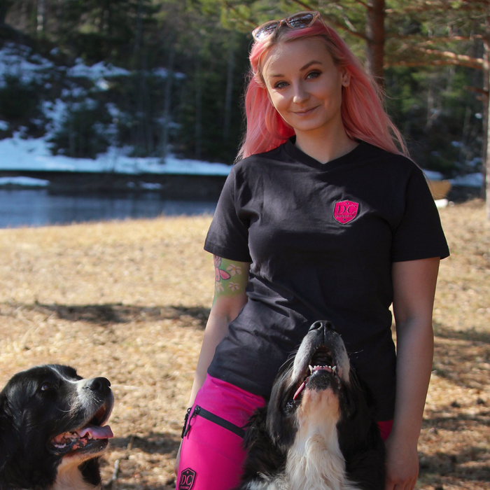 DogCoach Brand T-shirts -  Grey with pink patch (7 left)